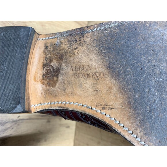 Allen Edmonds McAllister Burgundy Leather Wingtip Oxford Shoes  Mens Size 12 B - Picture 16 of 16